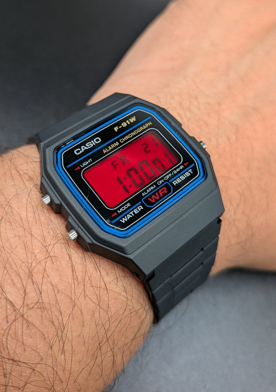 Casio F-91W “Neon Red” Digital Watch Custom Build Retro Vintage Stranger Things