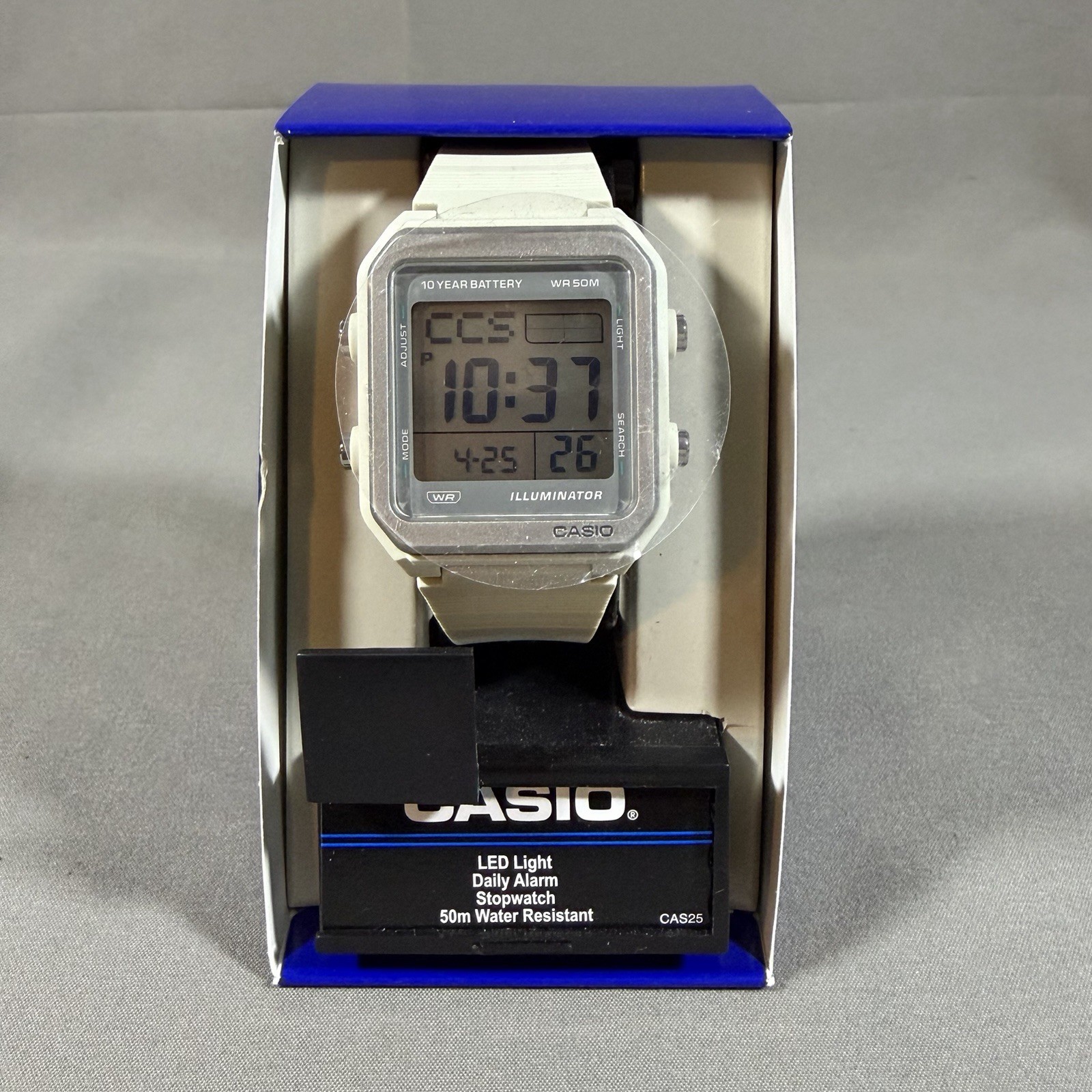 Casio Collection Standard W221H-1AV Ivory 10-year Battery Flash Alert World Time