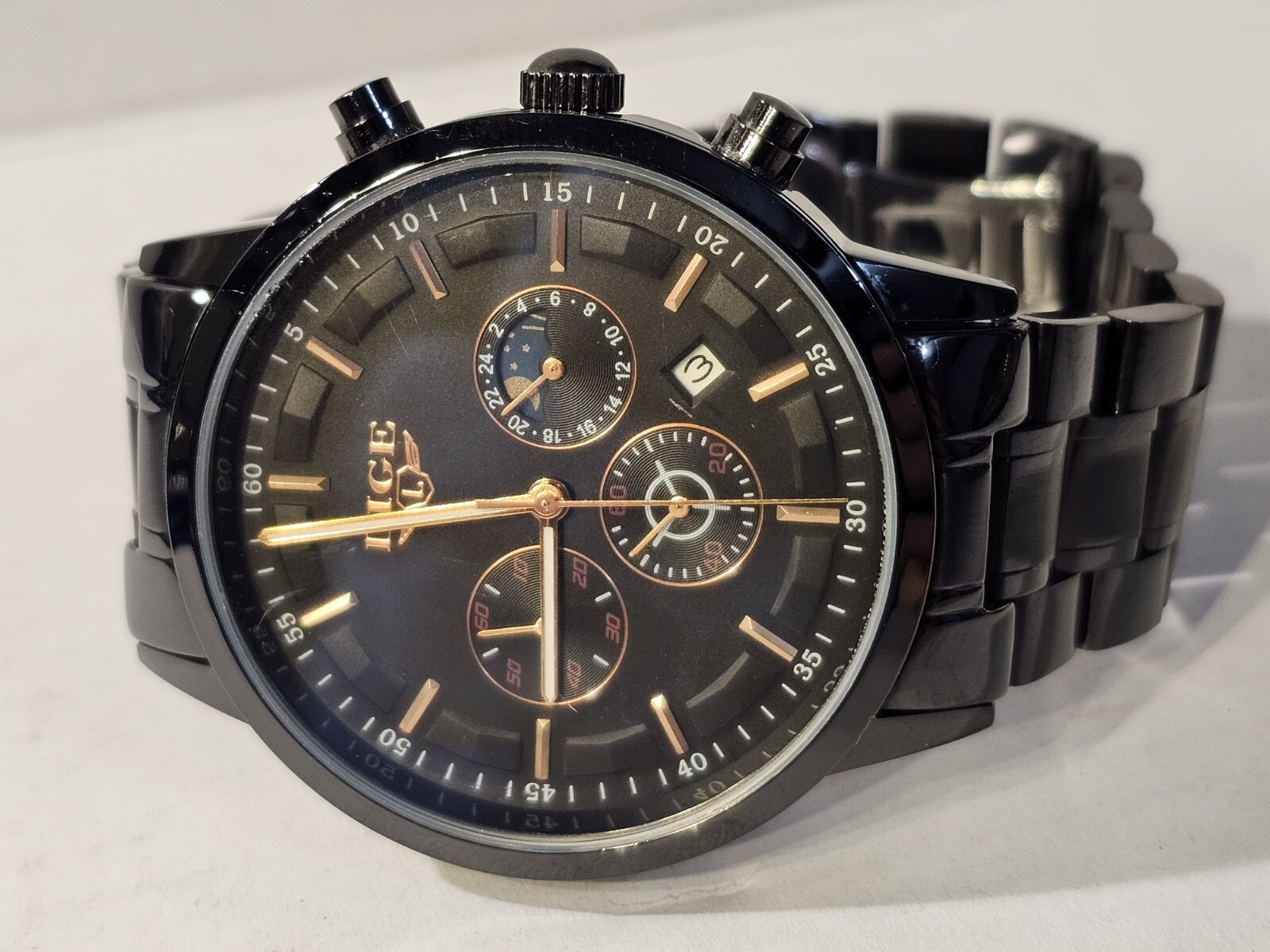 LIGE MENS WATCH “FOR DREAM” 1853 STAINLESS STEEL MOONPHASE WR CHRONOGRAPH