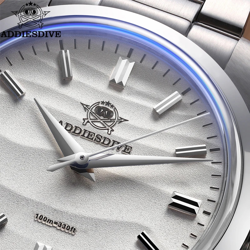 Men’s 36mm Quartz Watch Sand Dial 100m Waterproof Stainless Steel AR Glass