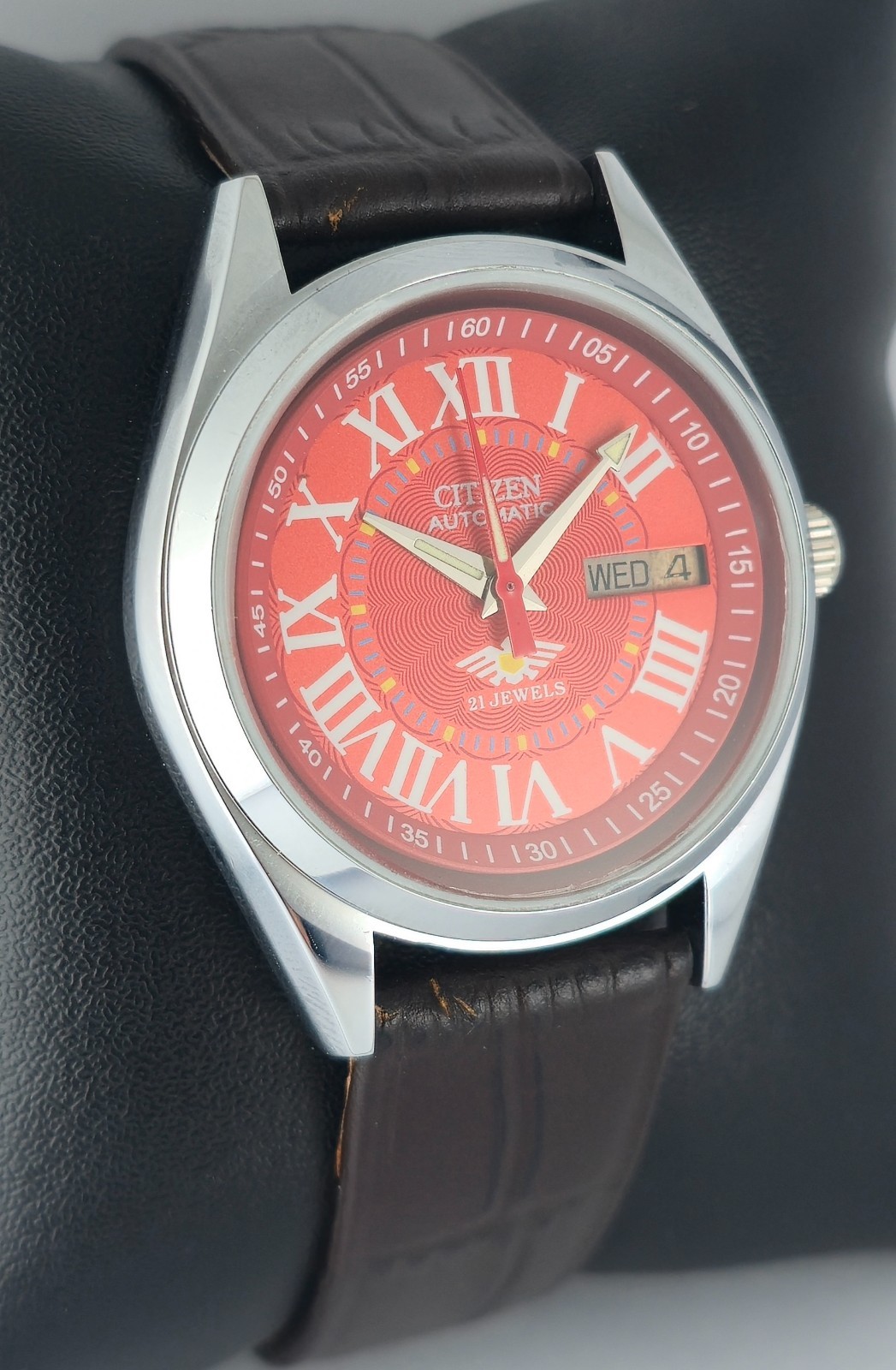 Refurbished Citizen Automatic Orange Dial with Day/Date Men’s Watch | 21 Jewels