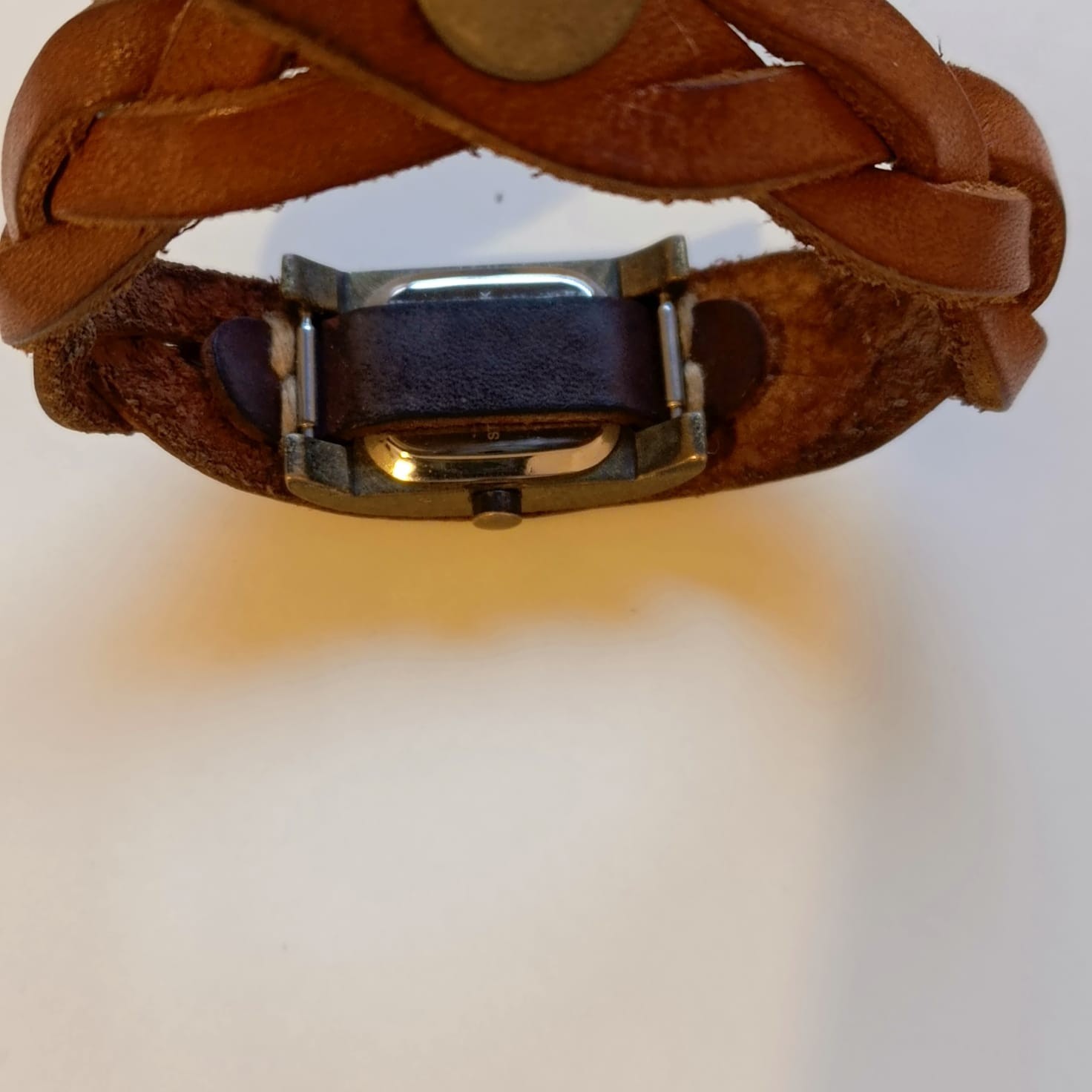 Vintage Leather Cuff Watch Women’s Braided Strap Square Dial Boho Retro Wristwat