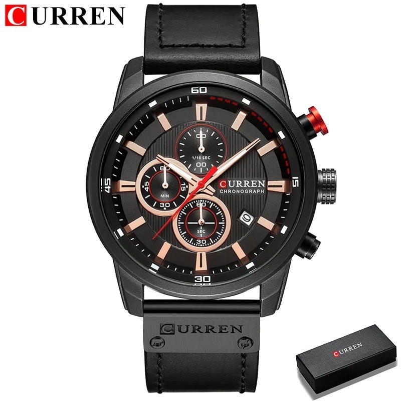 CURREN Men Watches Brand Male Leather Watch Chronograph Date Business Wristwatch