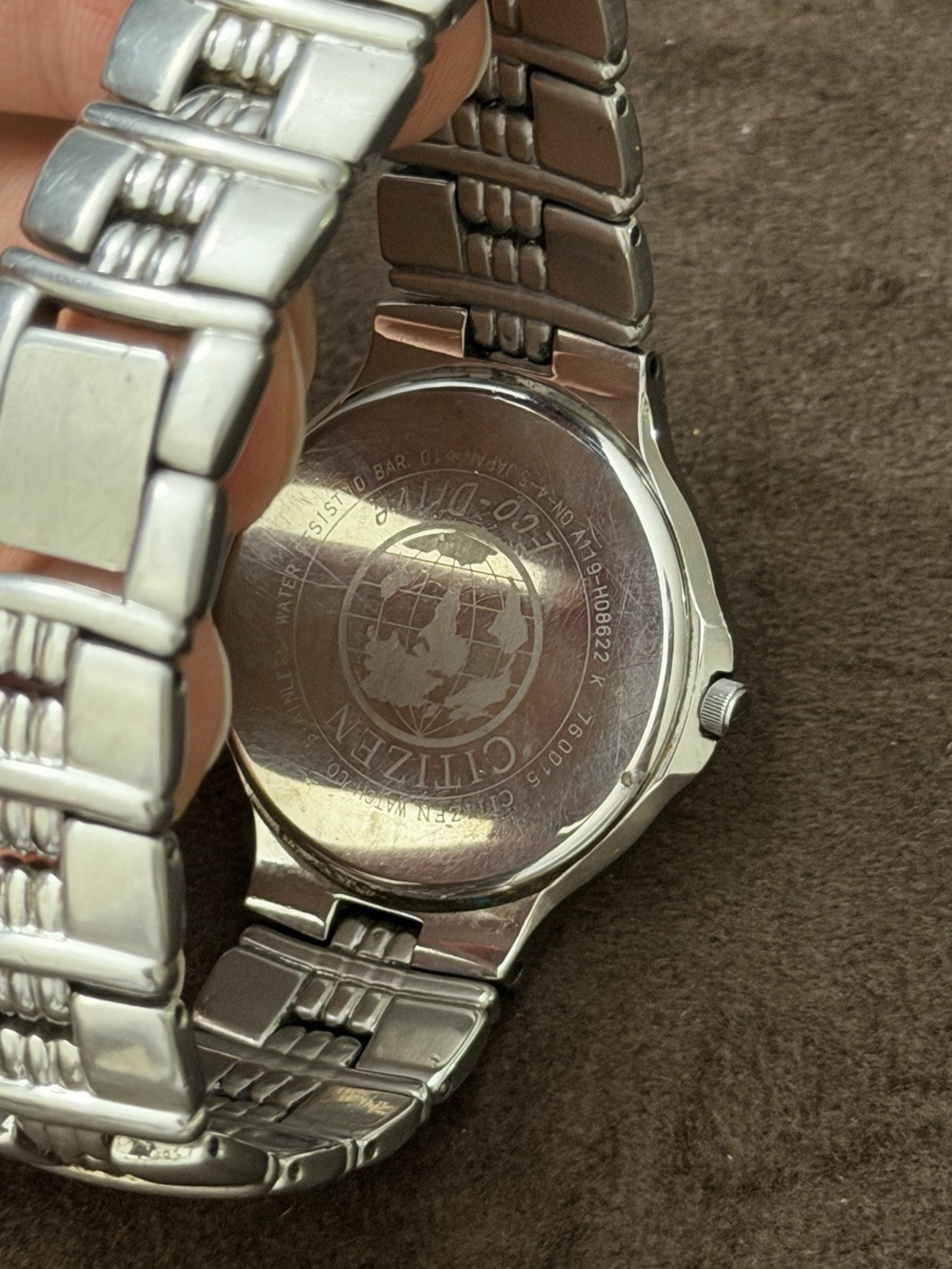 Citizen Solar-Tech Quartz Watch Black Dial Date Silver SS Bracelet WR100m
