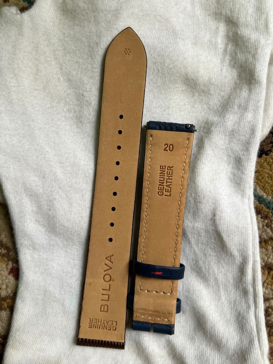 Mens Watch Band Replacement Blue Brown Leather Strap 22mm