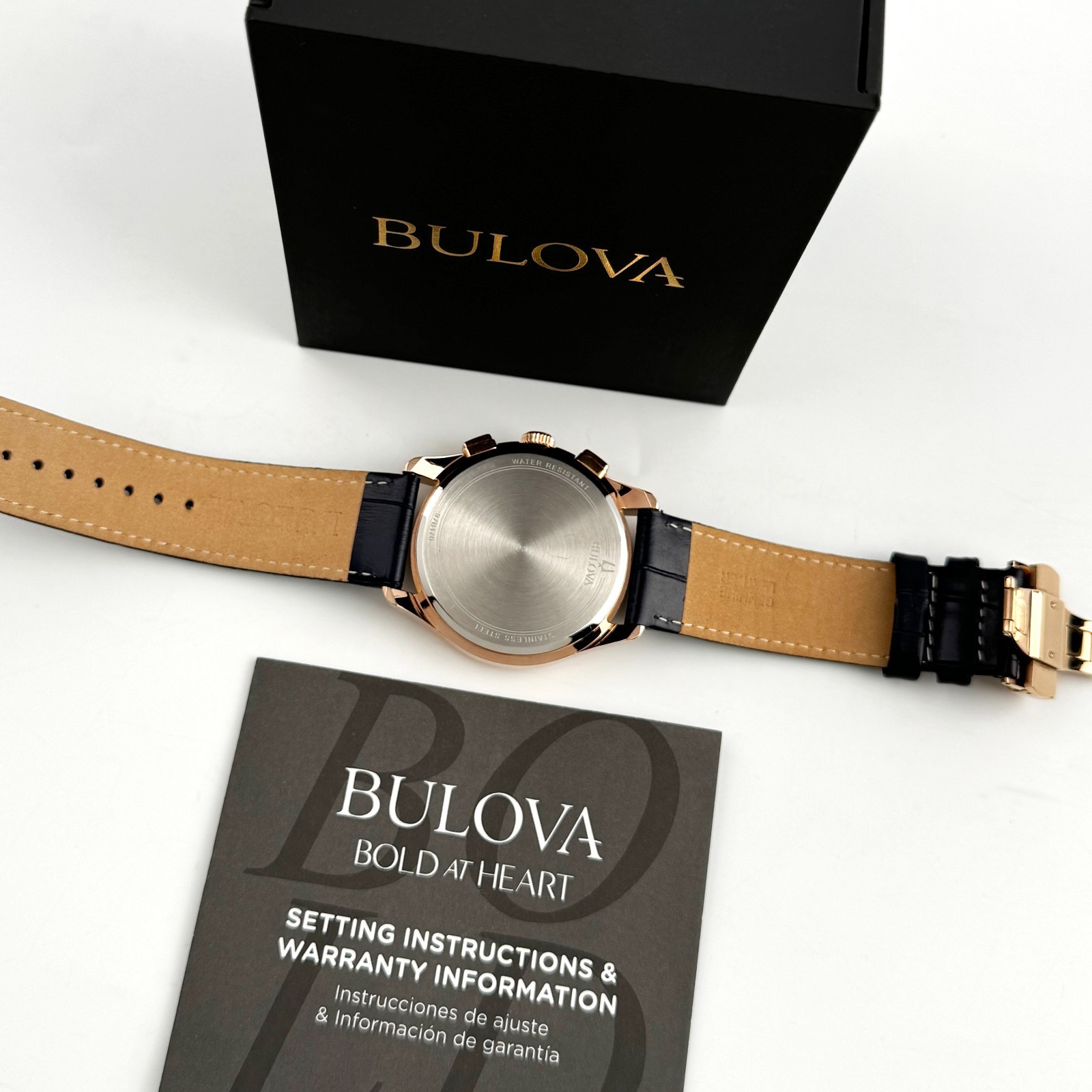 Bulova Wilton 97B170 Chronograph Quartz Blue Dial Leather Strap Men’s Watch