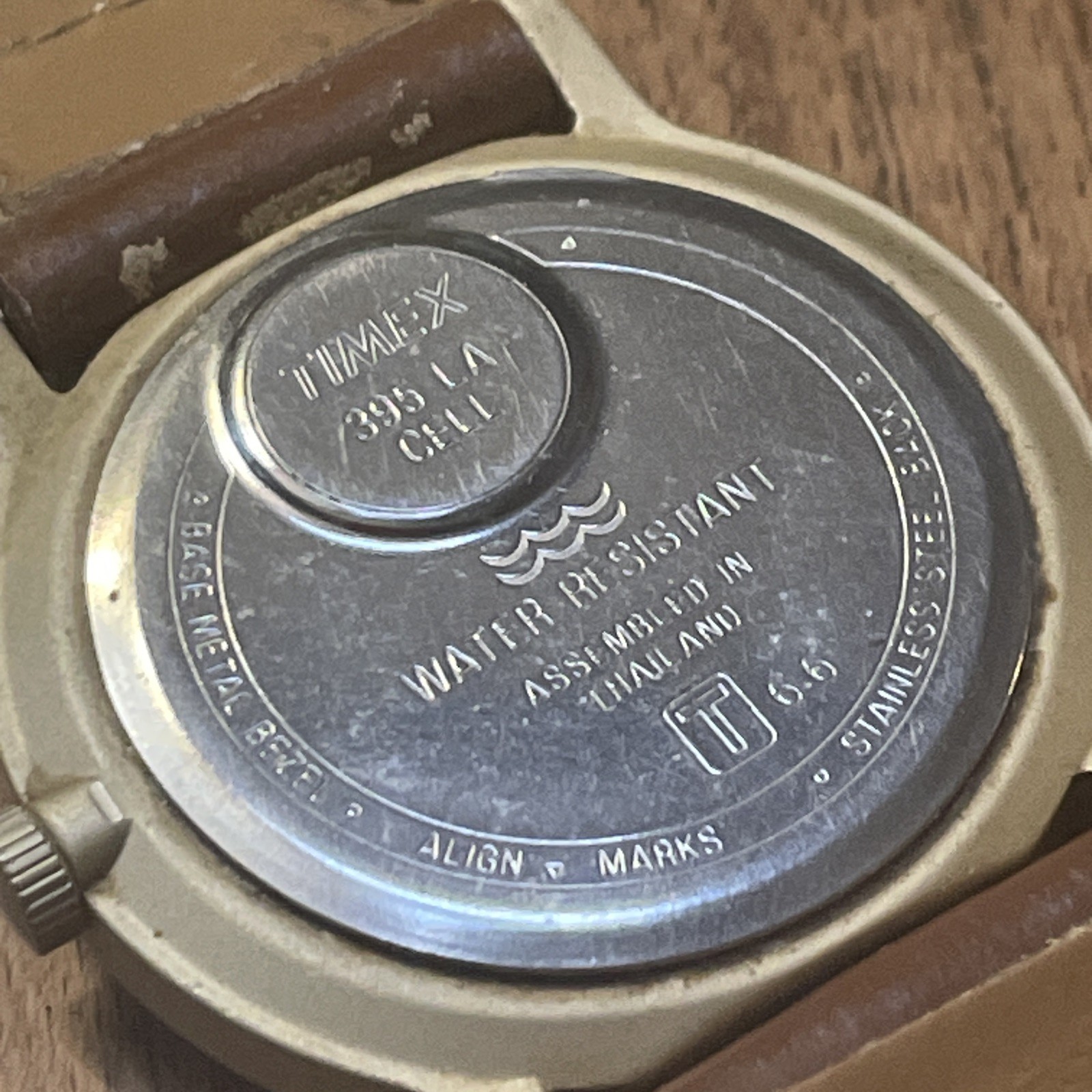Vintage Tan Timex Womens Watch, Canvas Leather Strap 395 LA Cell untested