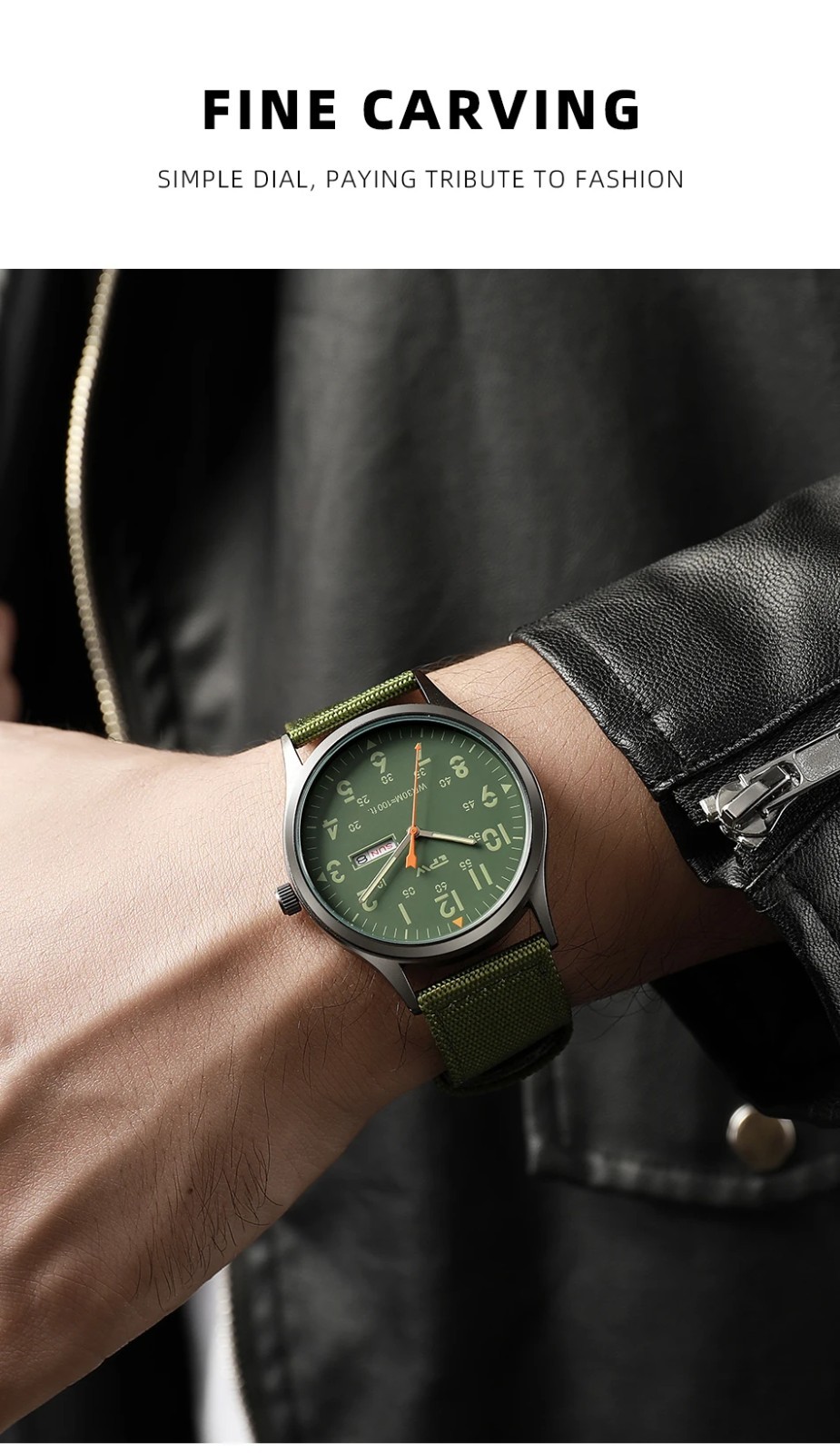 TPW 2026 Field Watch Quartz Military 24H Display Fabric Nylon Strap Easy Read