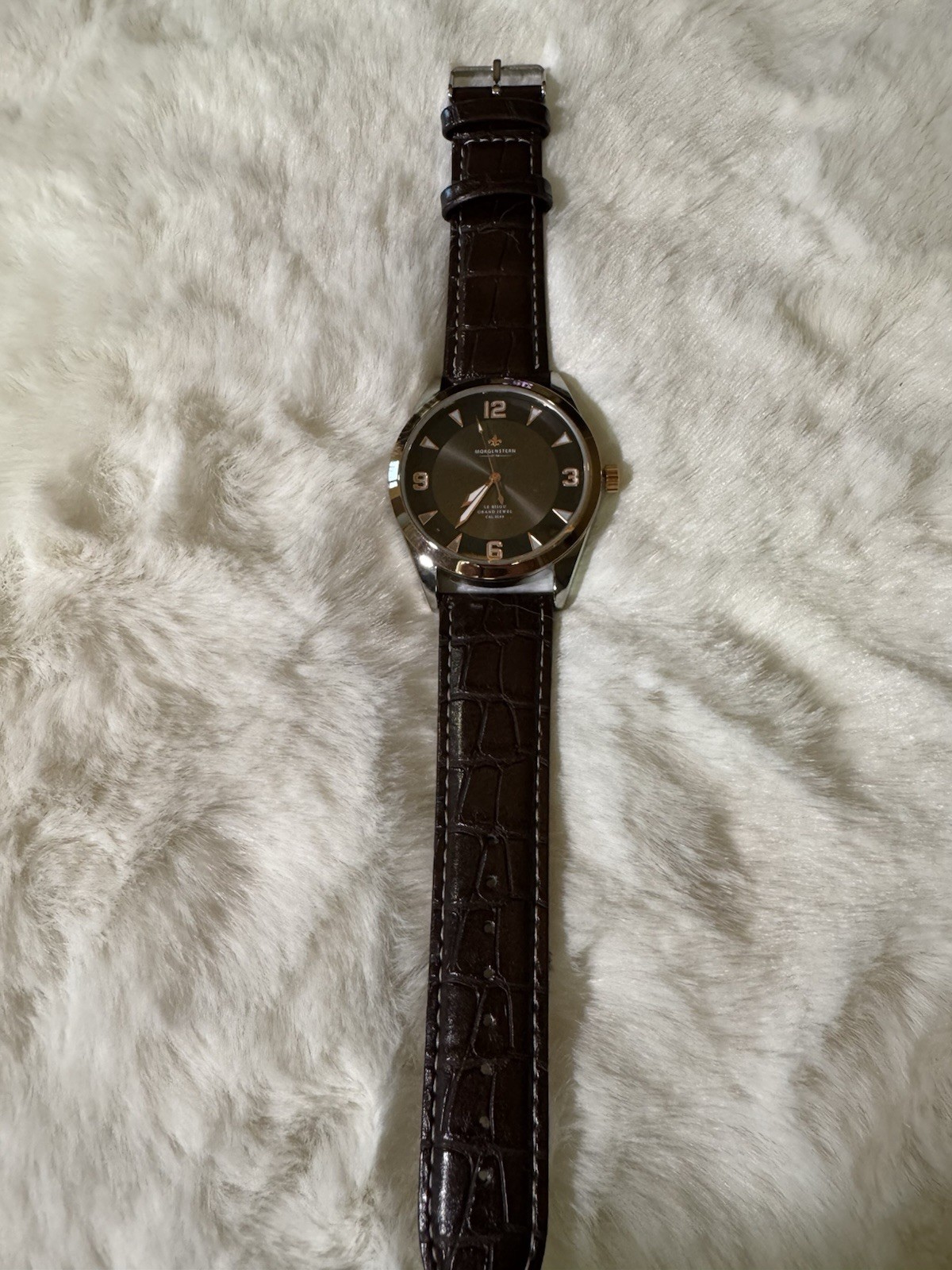 Morgenstern Le Bijou Grand Jewel Quartz Black Dial Brown Strap Box