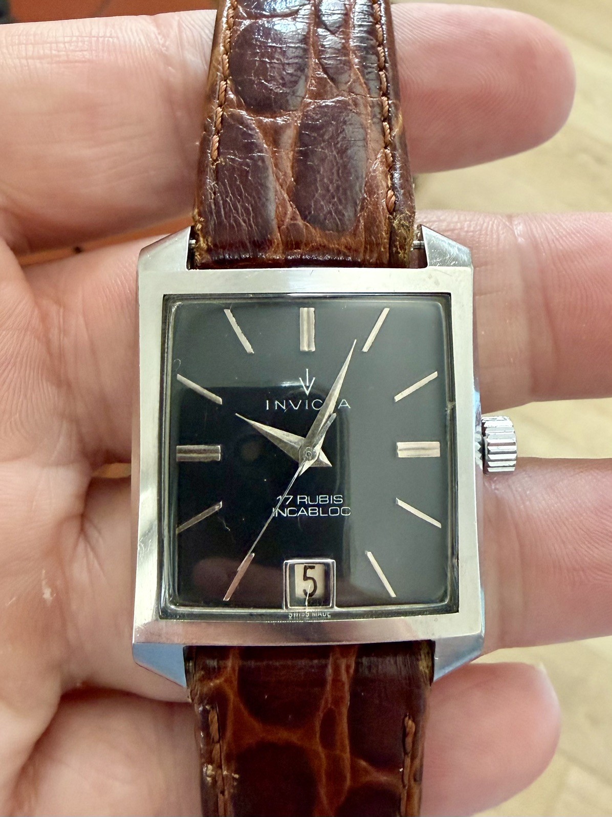 INVICTA Vintage Swiss Jumbo Clamshell Tank Manual Wind Unpolished Steel