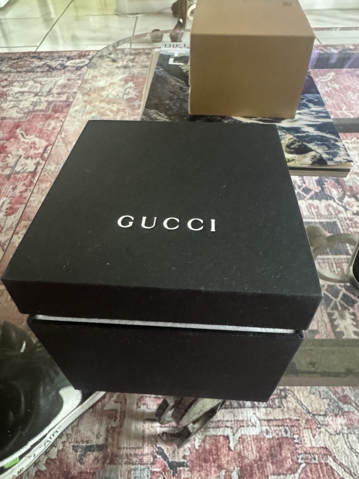 Unisex gently used Gucci Authentic syn XXL 137101 black Signature Rubber Strap