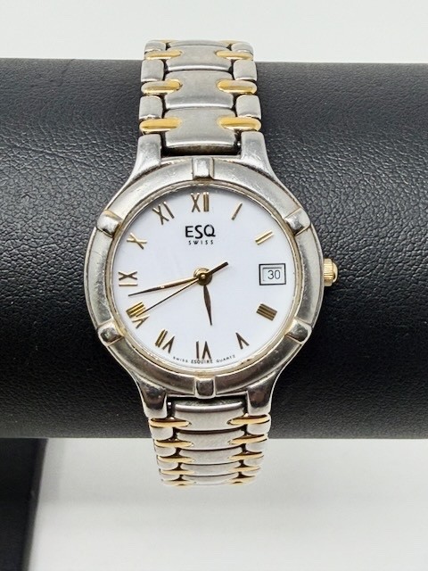 ESQ SWISS MOVADO 100275B VINTAGE WOMENS TWO-TONE WATCH