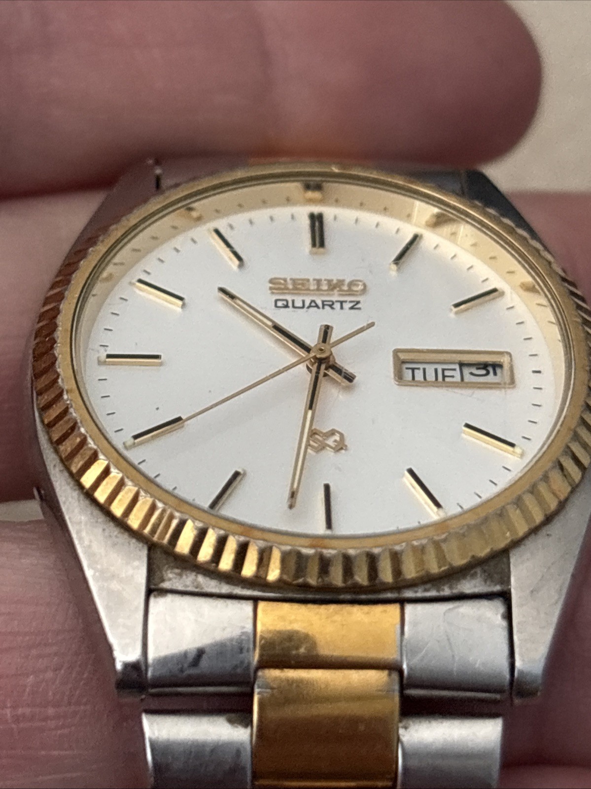 Vintage SEIKO SQ Presidential Two Tone Daydate 5H23-8029 A4 /Not Running
