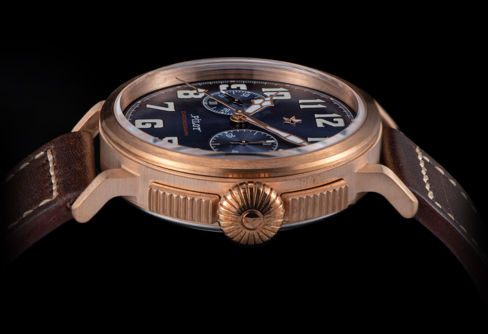 Sugess PILOT MASTER Chrono CuSn8 Bronze Mechanical Watch Seagull 1963 SUPILOT009