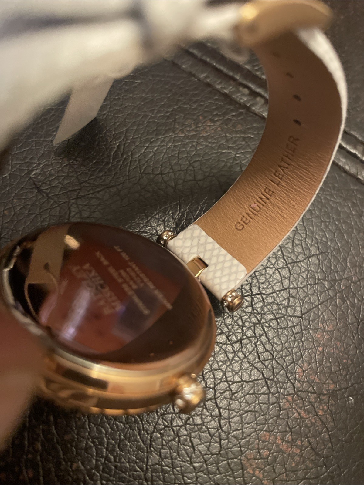 Badgley Mischka BA/1264WMRG Crystal Rose Gold Leather Band Women’s Watch