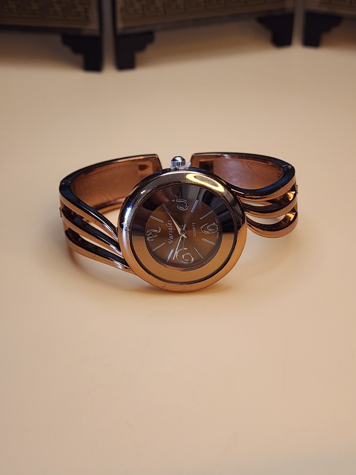Vintage VARSALES Cuff Watch Deep Bronze Tone Excellent New Battery FREE SHIP!!