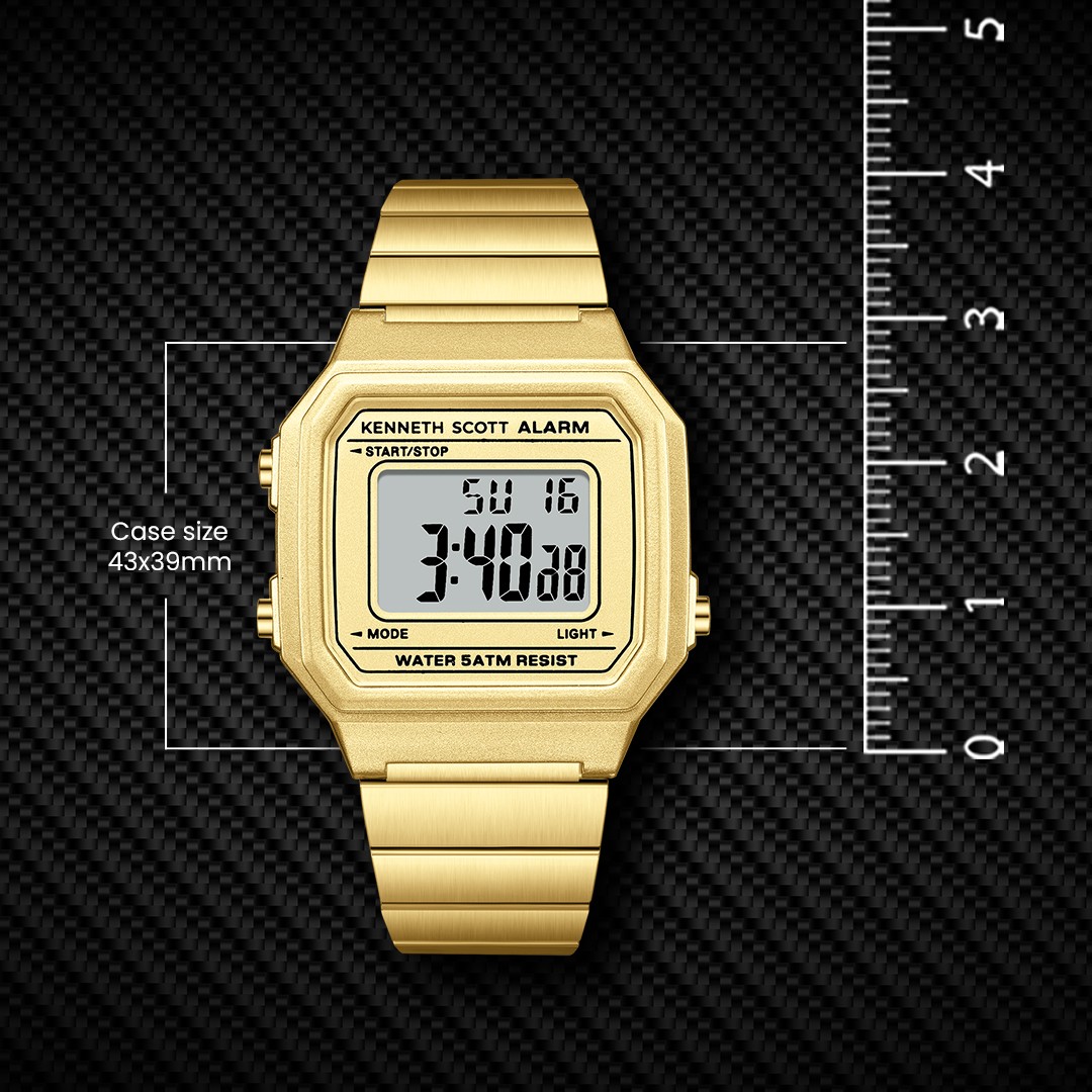 Kenneth Scott Women’s Digital Watch | Champagne Dial, 43mm, 50 m (5 ATM)