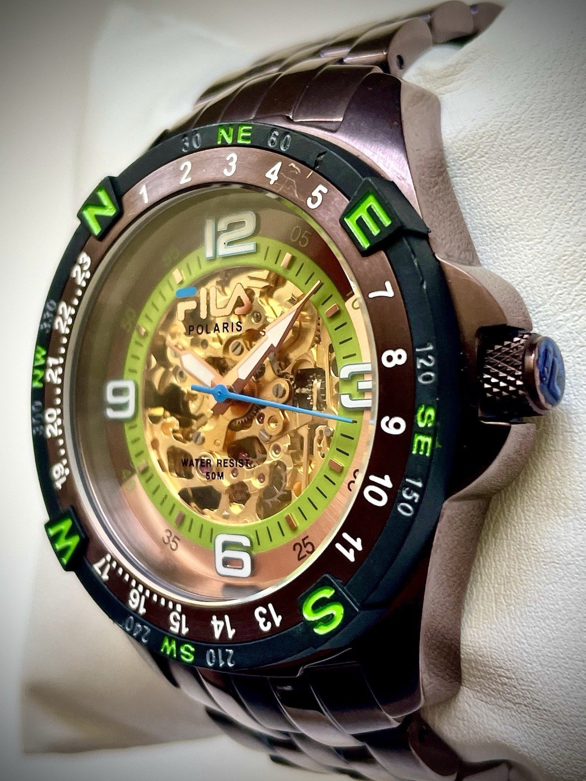 Fila Polaris Automatic Skeleton Men’s Watch – Rotate Bzl- Exihibition – Running!