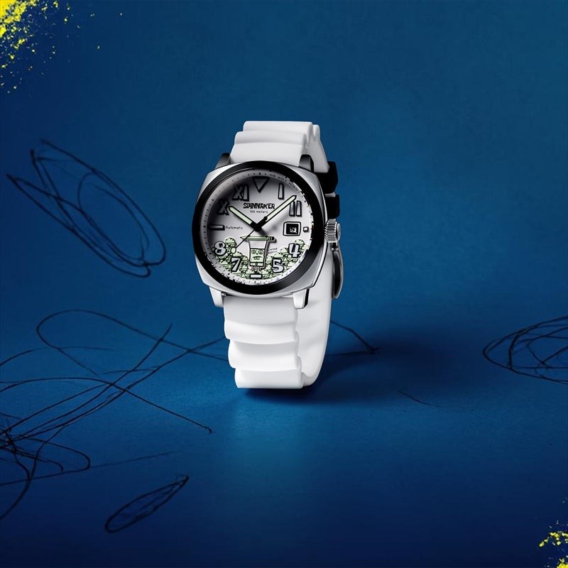 Spinnaker SP-5174-11 SpongeBob DoodleBob Auto White Dial 42mm SS Bracelet Watch