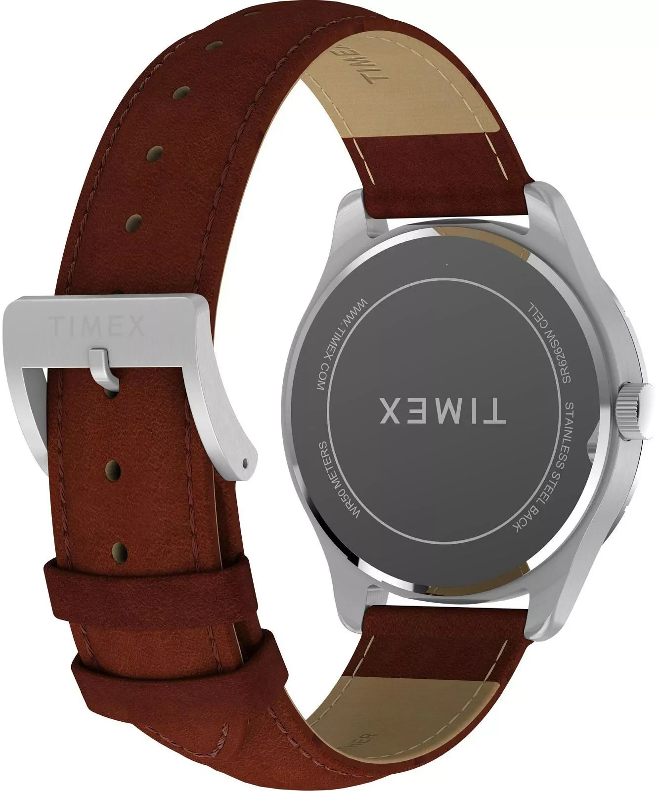 Timex Main Street Men’s 42mm Blue Sunray Dial Brown Leather TW2Y16200 Watch New