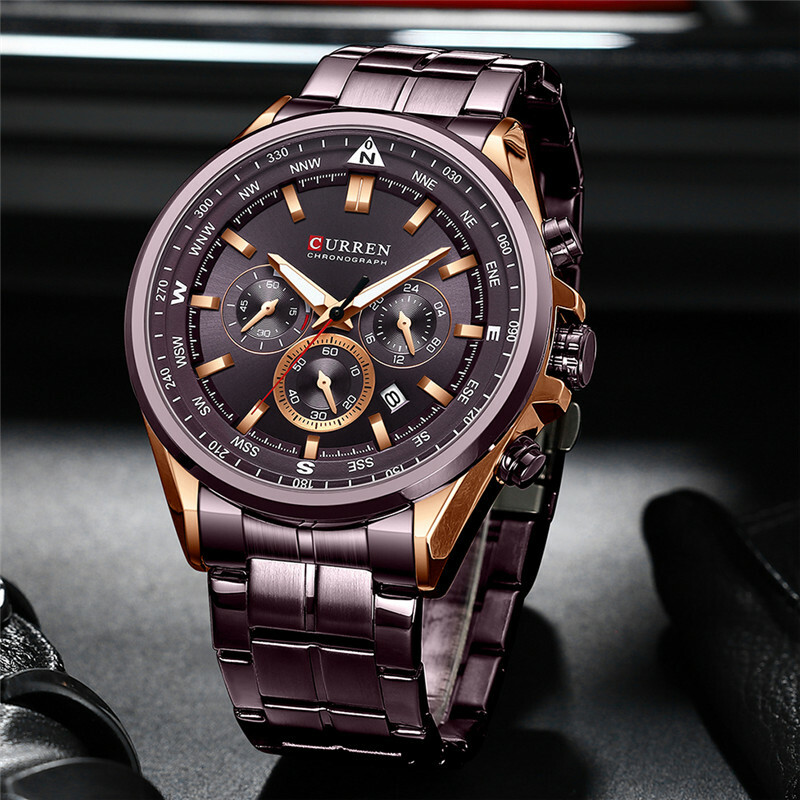 CURREN Men Watches Luxury Brand Steel Chronograph Wristwatch Male Business Watch
