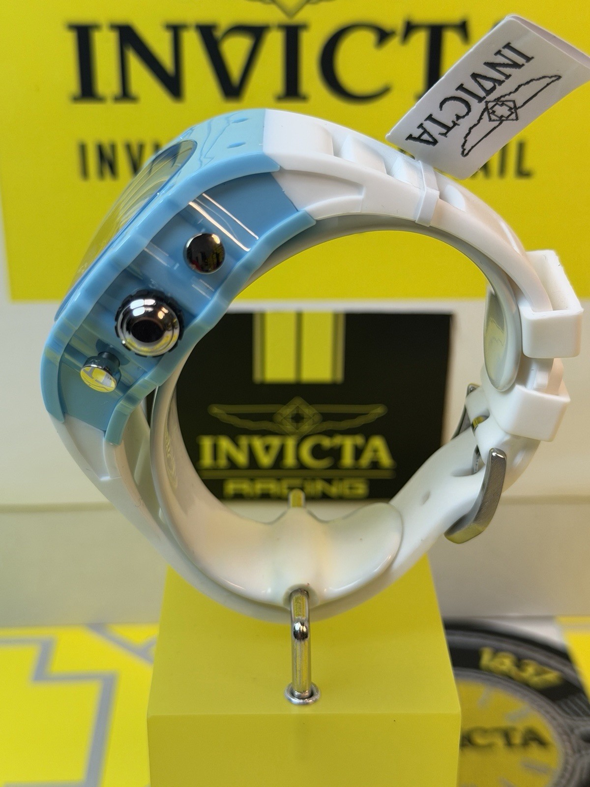 Invicta Racing Vaulthan Men’s 44mm Chronograph , White Blue Watch! NEW & SHARP!!