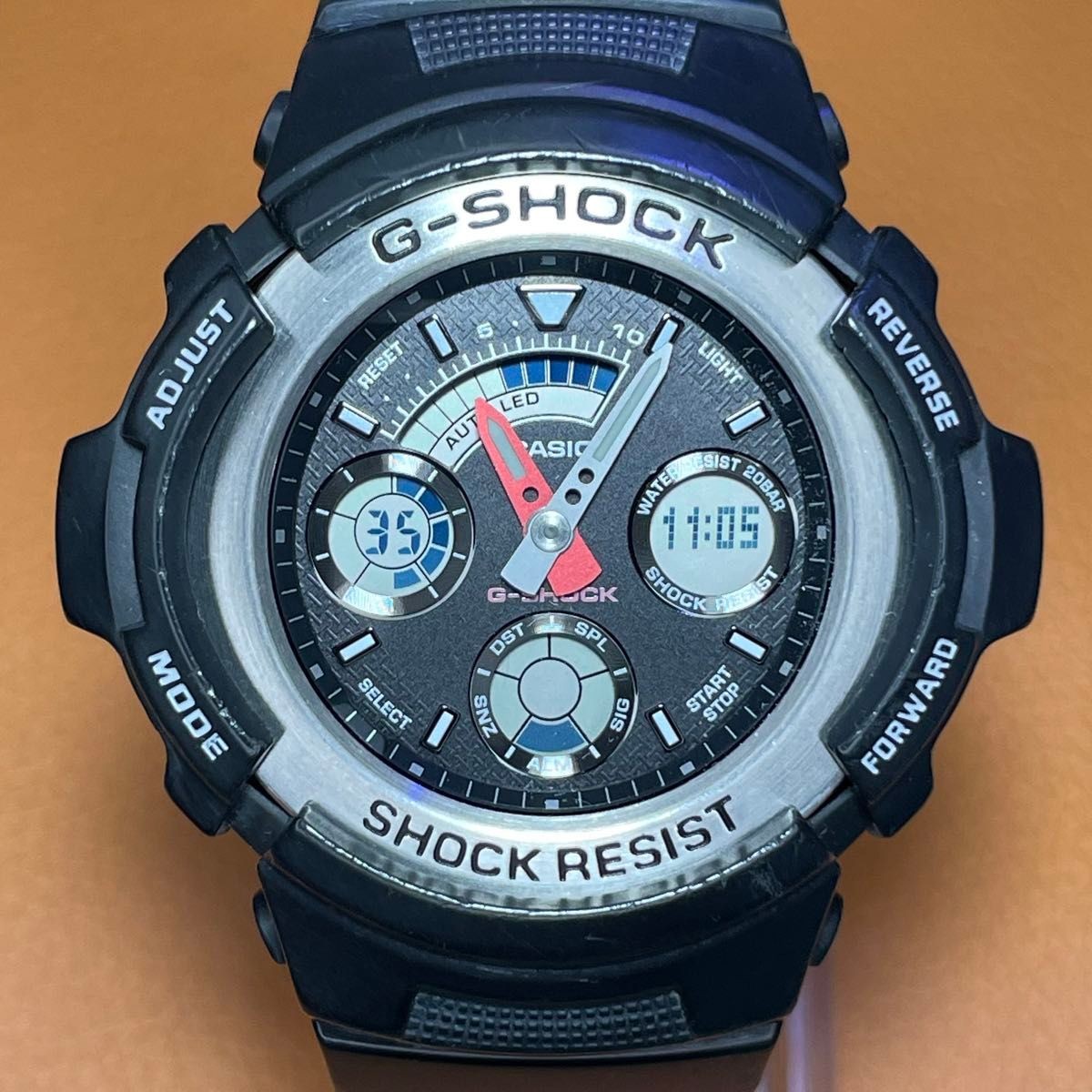 CASIO G-SHOCK AW-590 Black Silver Used Japan