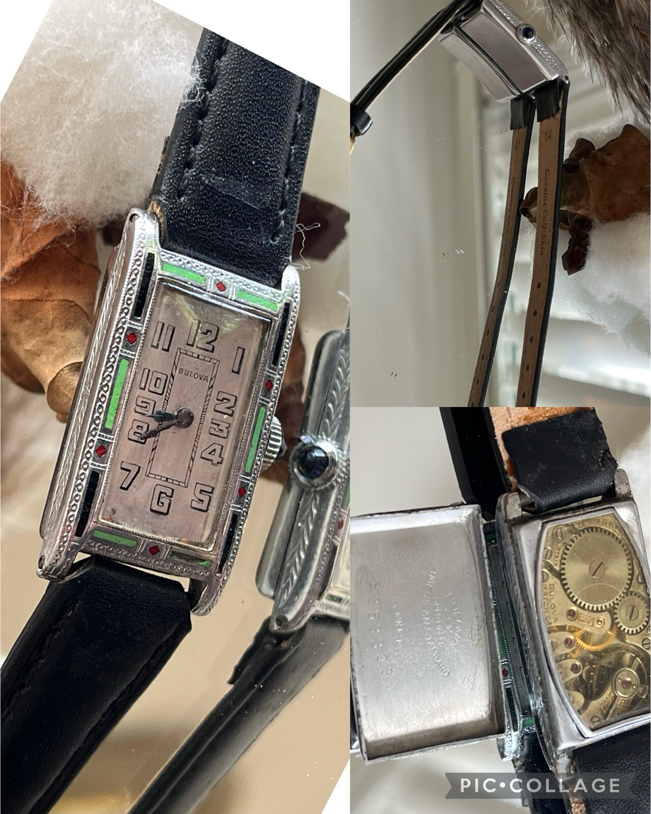 1929 Ladies Art Deco Enamel Bulova Watch~Vassar ~Runs