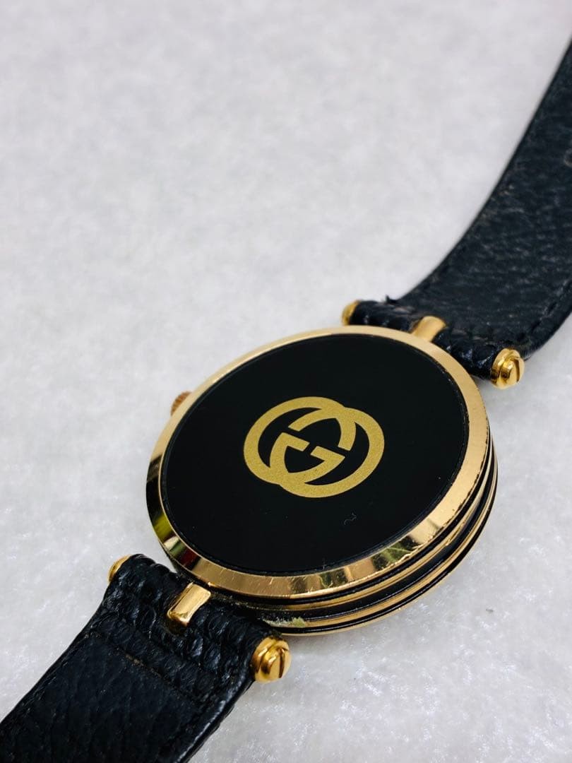 T7) Vintage GUCCI Sherry Line Black Dial Watch