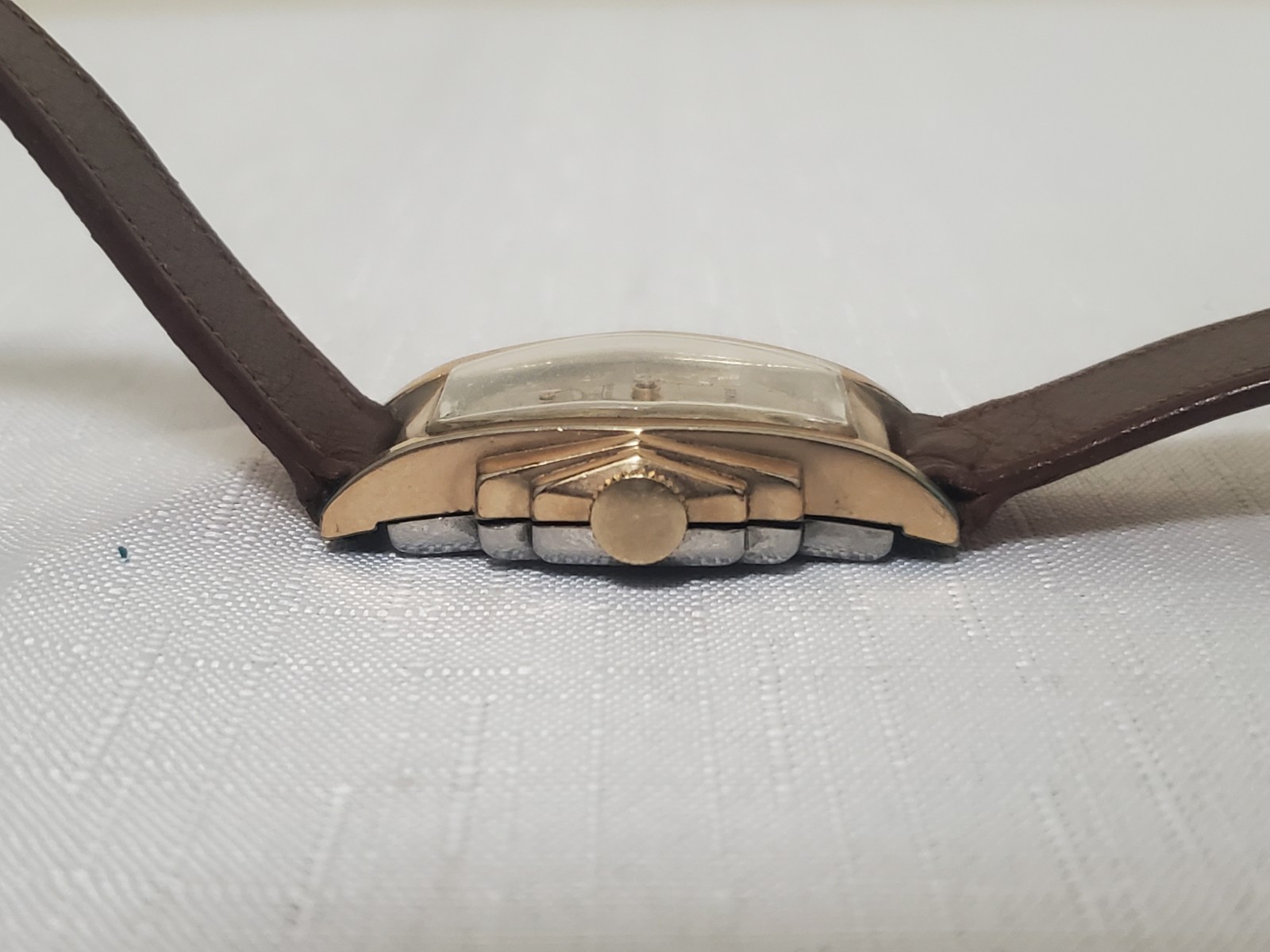 Benrus Shock Absorber Model BB3 Gold Filled Bezel Tank Watch For Repair or Parts