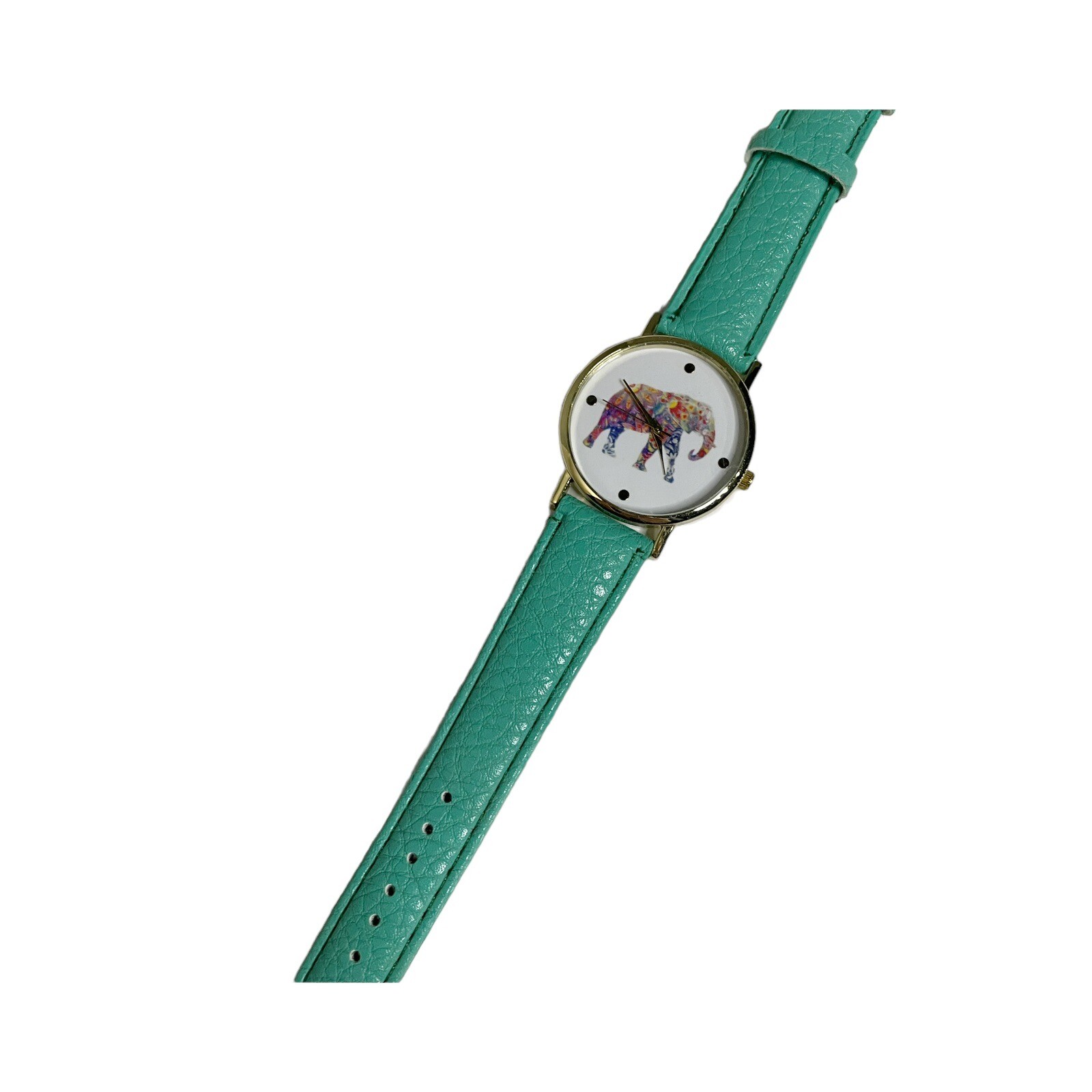Teal Green Boho Faux Leather Elephant Watch Womens Casual
