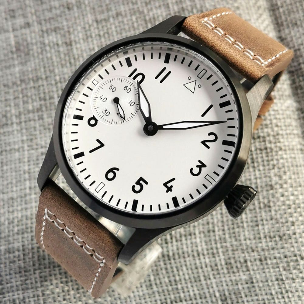 42mm CORGEUT white sterile dial 6497 hand winding mens watch sapphire glass