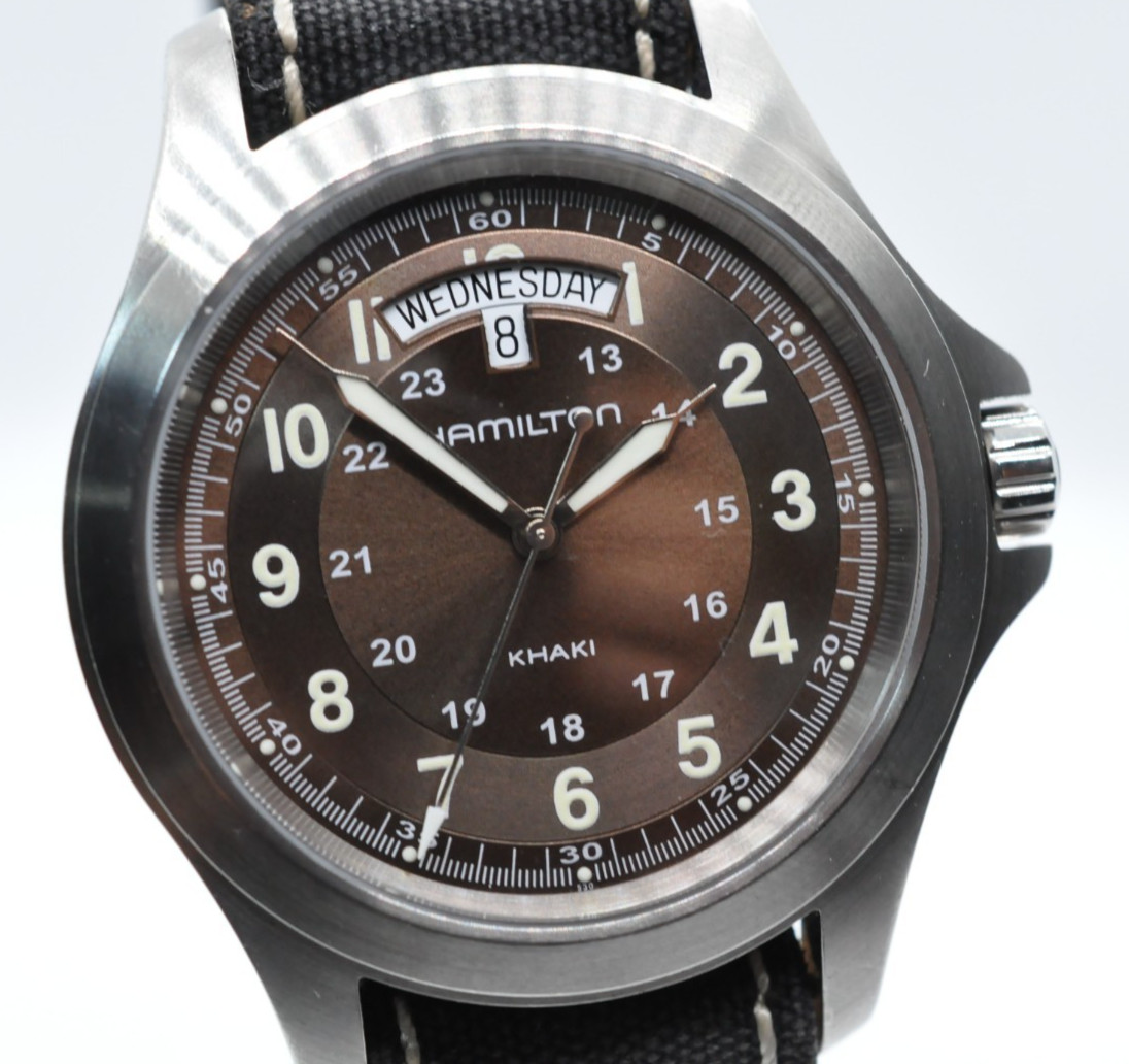 Hamilton Khaki King H644510 Quartz Day Date Brown Dial Mens Watch Made in Swiss