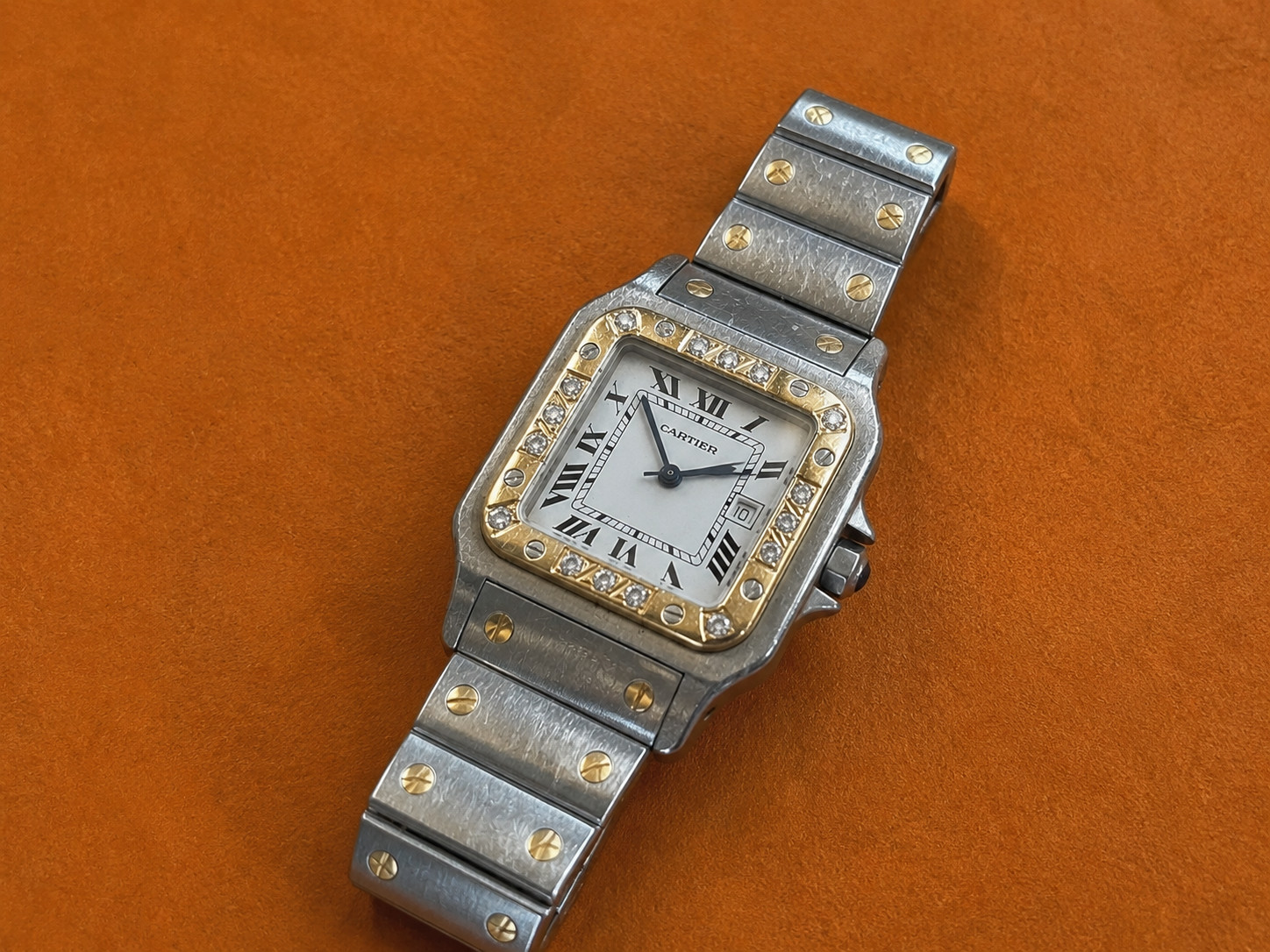 Cartier Santos Carree ref. 2961 – 18k gold/steel – 16 diamonds