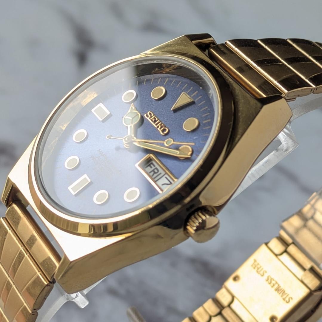 SEIKO 1980-1989 Deep Blue Automatic Watch 35mm Wrist 19cm From Japan