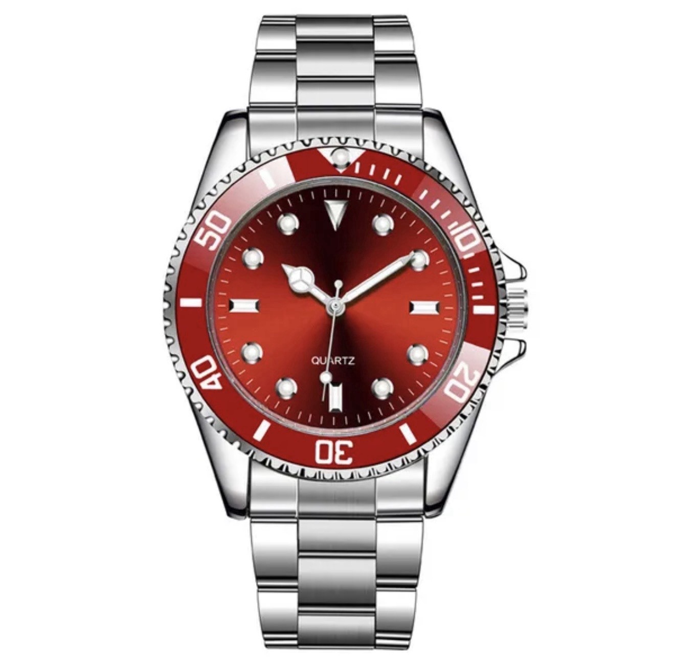 Men Quartz Luxury Watch With Calendar Bracelet Folding Clasp
