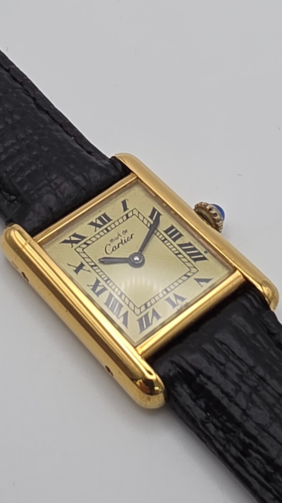 Must de Cartier Tank 18ct Gold on Sterling Silver Lady’s Watch in Cartier Box.