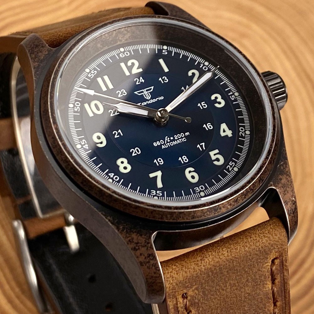 PVD Steel Case TANDORIO 36mm Military Field Watch Men Japan NH35 Automatic Watch