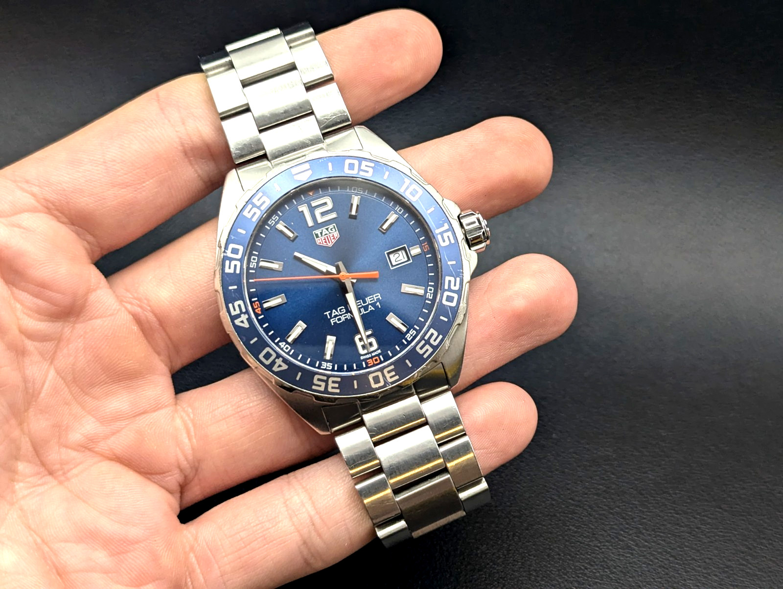 TAG Heuer Formula 1 WAZ1010 Blue Orange 43mm 200m Quartz 18cm Bracelet Tested