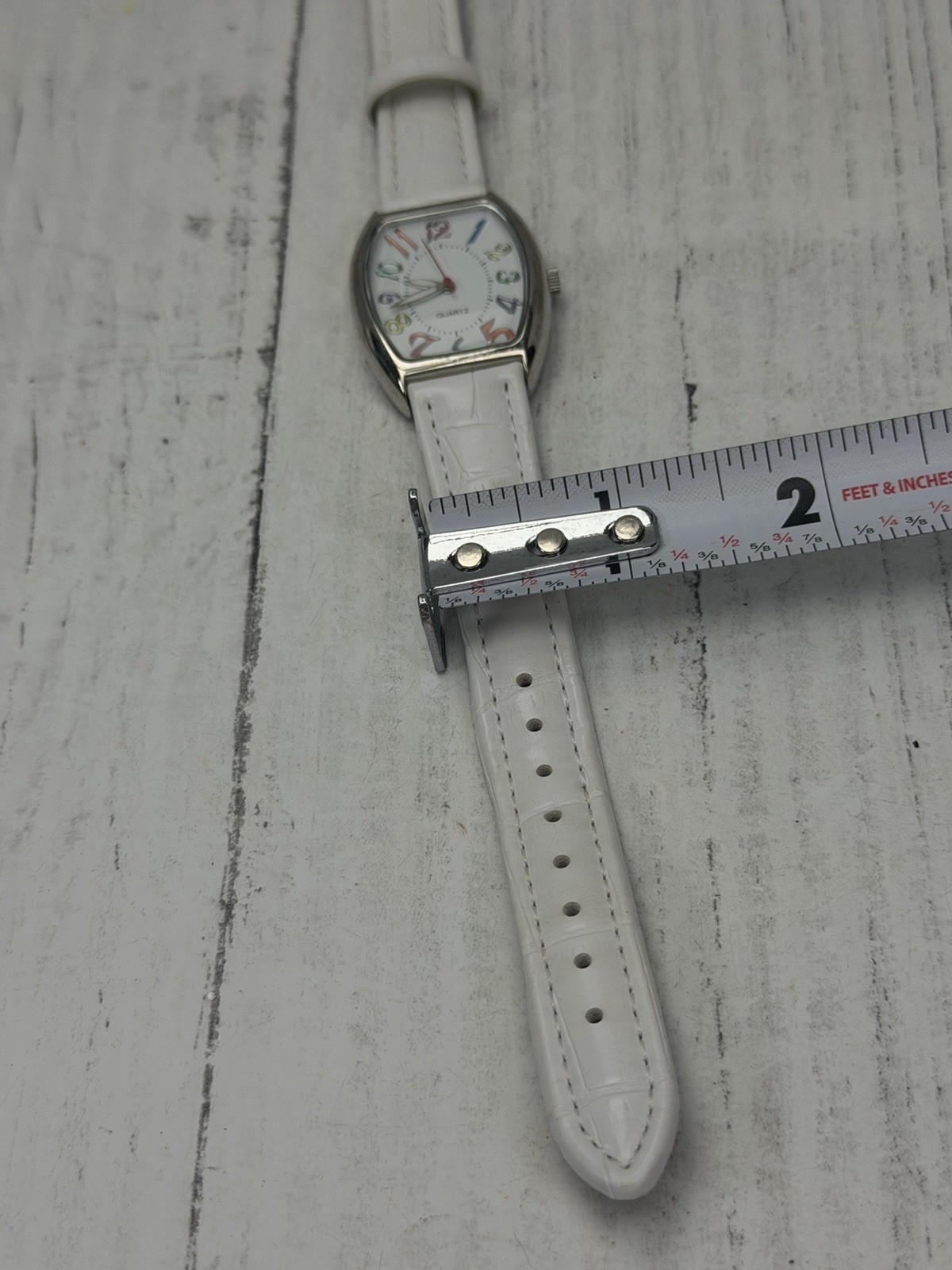 Women’s Rainbow Numeric Dial Watch White Face Colorful Quartz Wristwatch