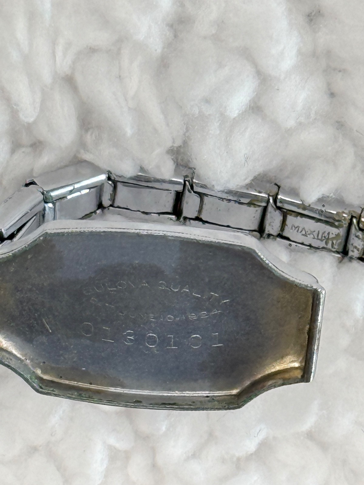 Vintage 1929 Ladies Bulova “Miss Liberty” wristwatch with emeralds