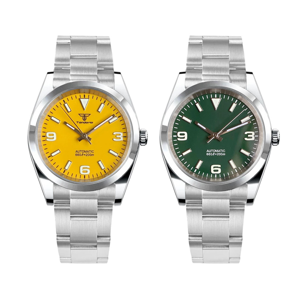 36mm/39mm Yellow Green Polished Bezel Sapphire NH35 PT5000 Automatic Men Watches