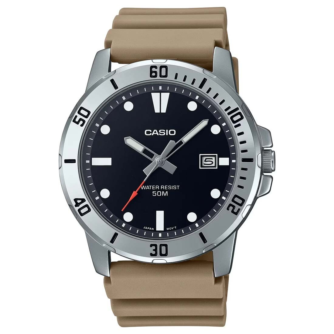 Casio Standard Analog Beige Black Dial Casual Quartz Men’s Watch MTP-VD01-5E