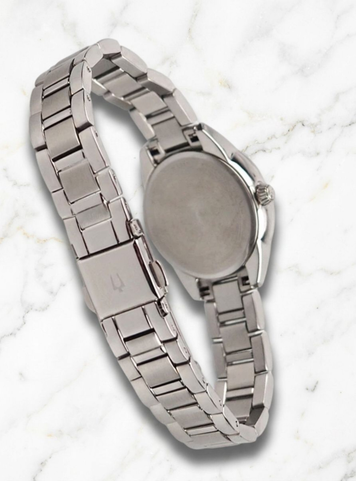 Mens White Dial Quartz Silver Stainless Steel Bulova Watch 40mm Waterproof
