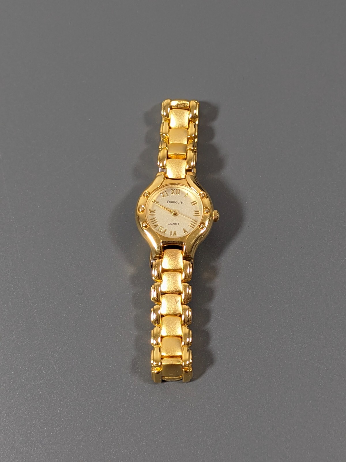 Rumours Golden Round Dial Bracelet Band Watch 6.75 in