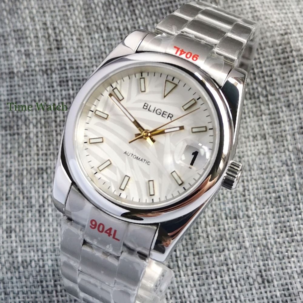 Sapphire Men’s Automatic Watch NH35 White Palm Polished Oyster Band 39mm/36mm