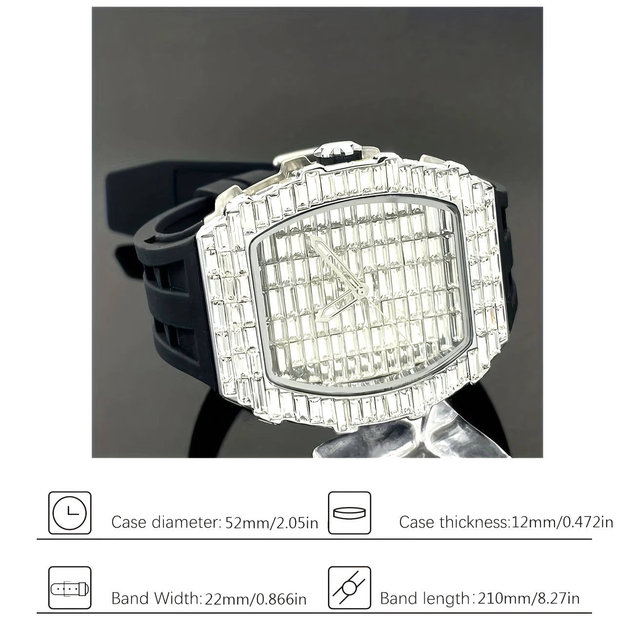 Luxury Square Shiny Rhinestone Watch Classic Business Quartz Watch Fashion Men
