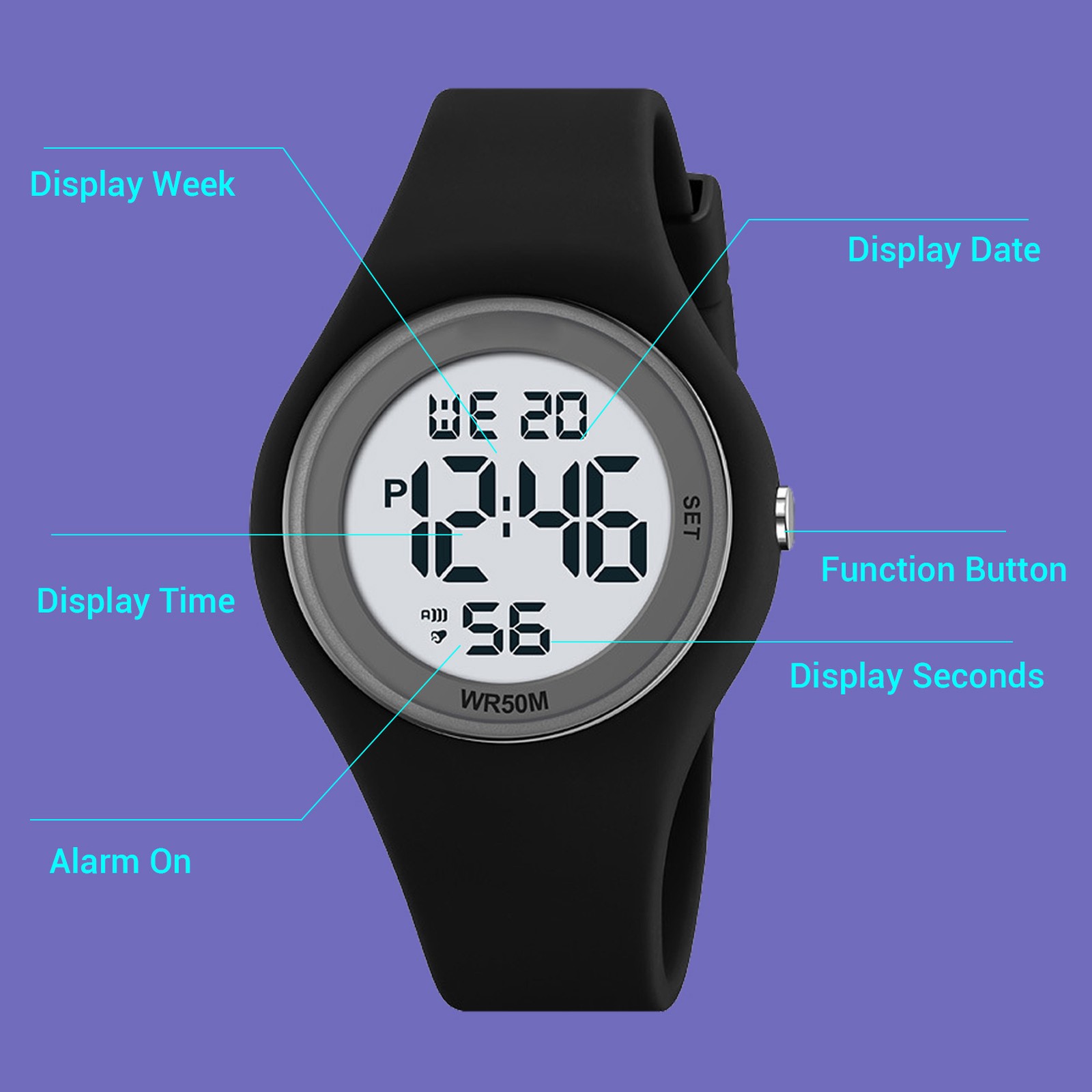 Kids Sports Watch Kids Digital Watch Alarm Stopwatch For 5 To 15 Years Old