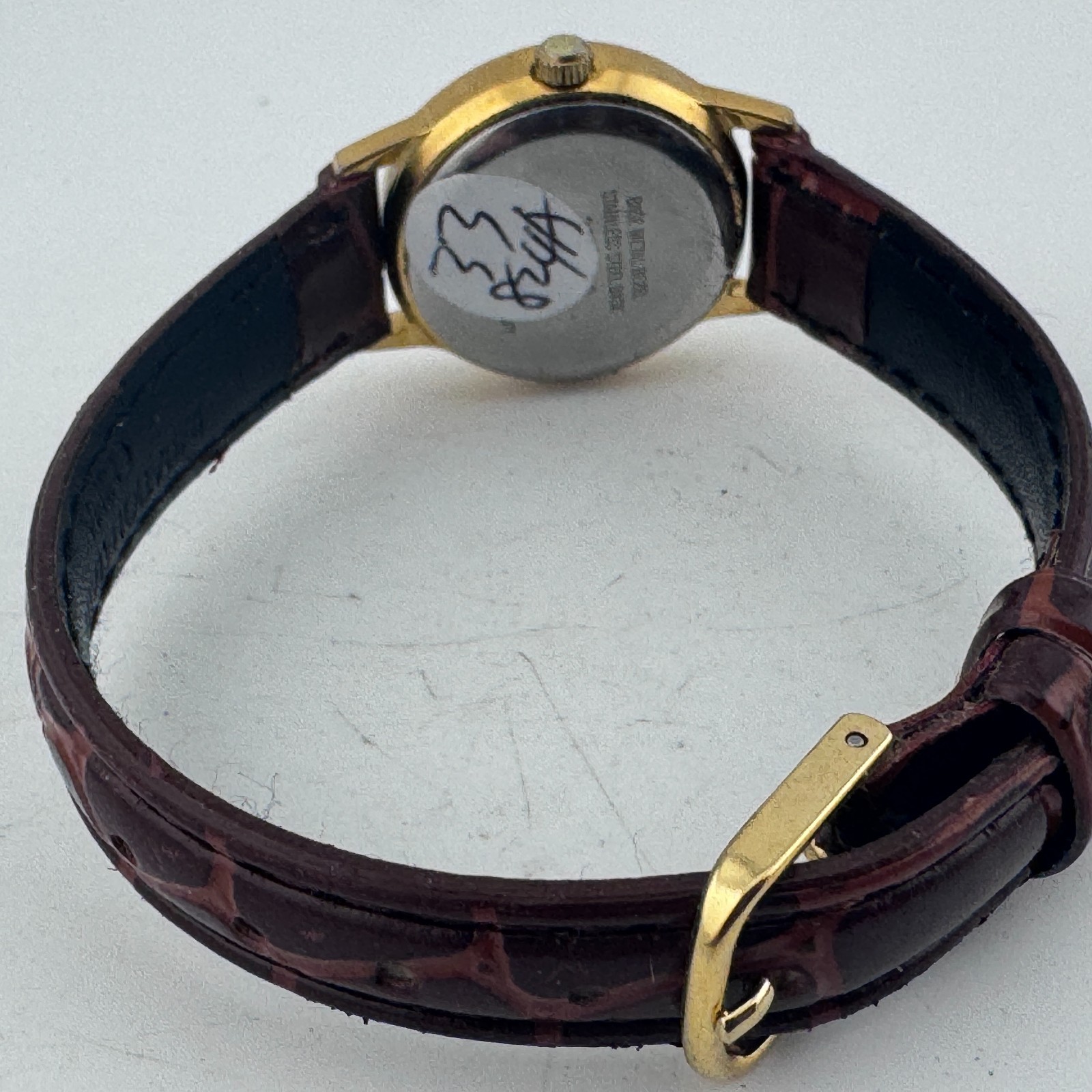 VTG Armitron Quartz Watch Women Moon Phase Gold Tone Leather Analog New Batter