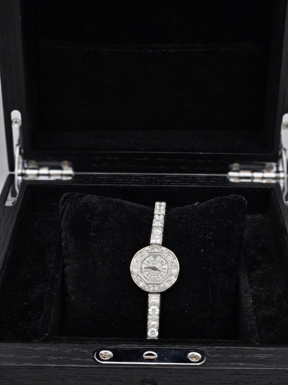 Graff 18K White Gold Diamond & Emerald “Baby Graff” Watch